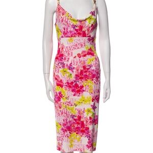 Versace Multicolor Floral Dress
